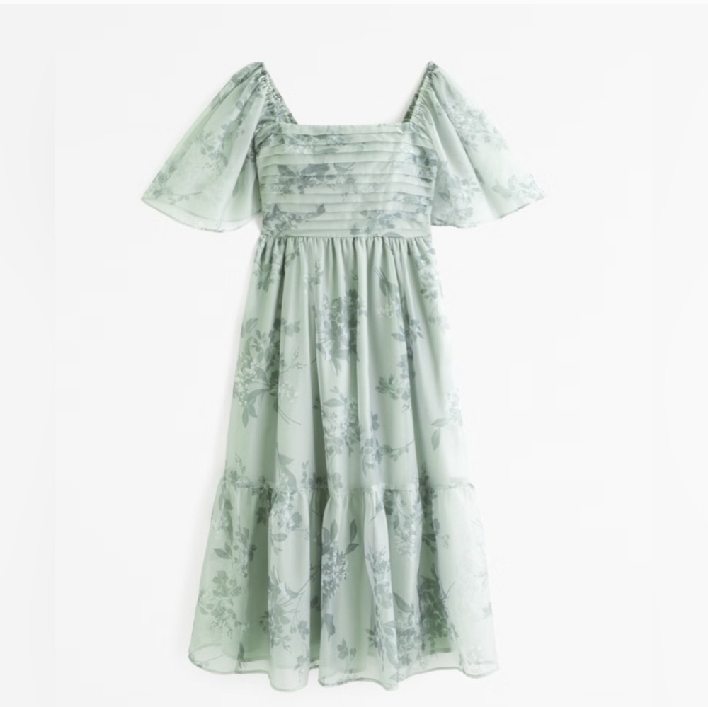 Emerson Angel Sleeve Abercrombie & Fitch Green Floral Dress - Picture 4 of 4